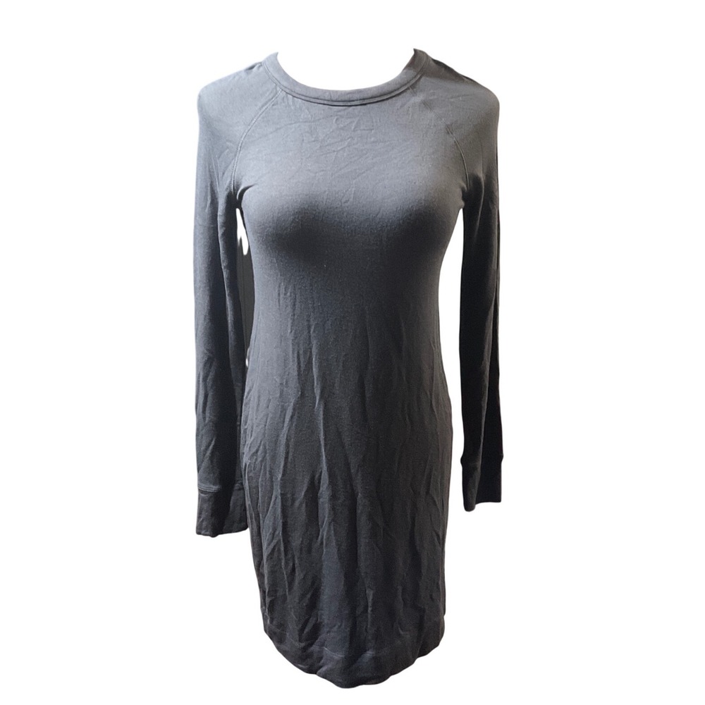 Lou &‎ Grey Sweatshirt Dress Women XS Gray Long Sleeve Raglan Mini French Terry